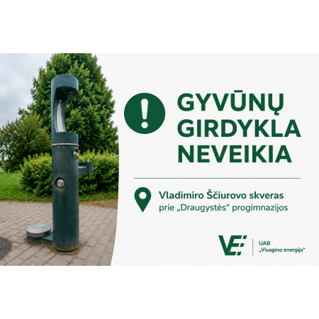 Dėl sugadintos gyvūnų girdyklos Vladimiro Ščiurovo skvere